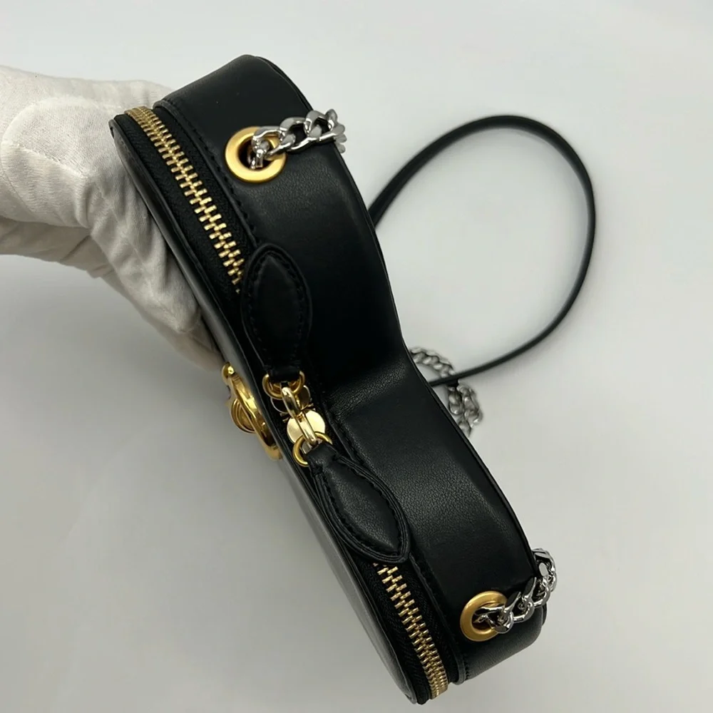 Rebecca Minkoff Heart Crossbody Bag Black Gold Silver - Picture 7 of 16